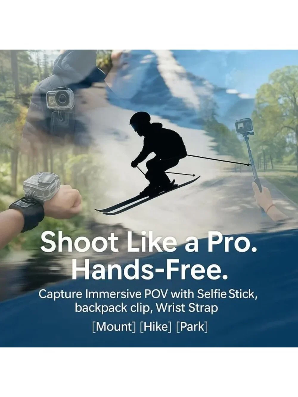 Ultimate Action Camera Accessories Kit: Waterproof Case, Selfie Stick, Clamp